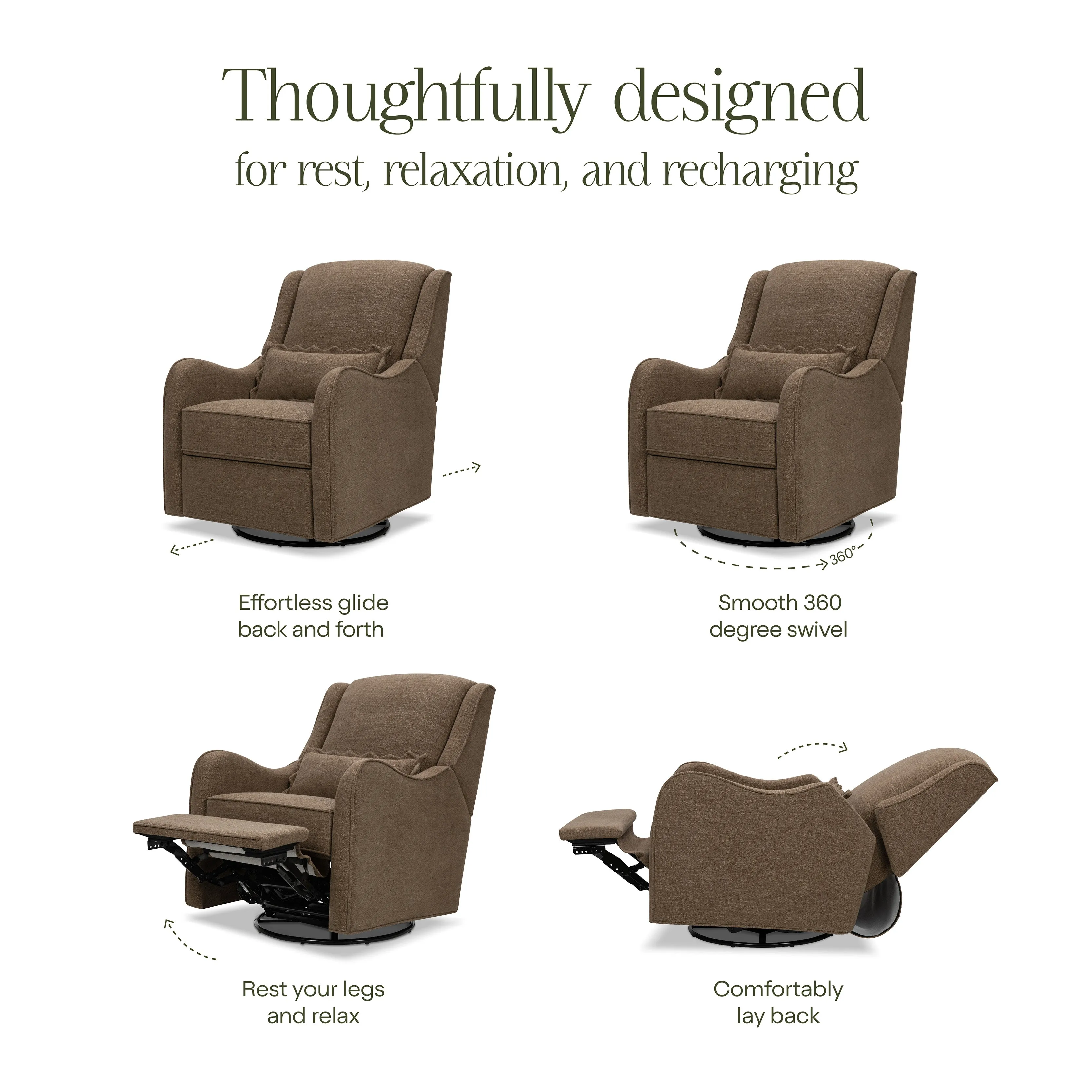 Devon Recliner   Swivel Glider in Performance Eco-Basketweave