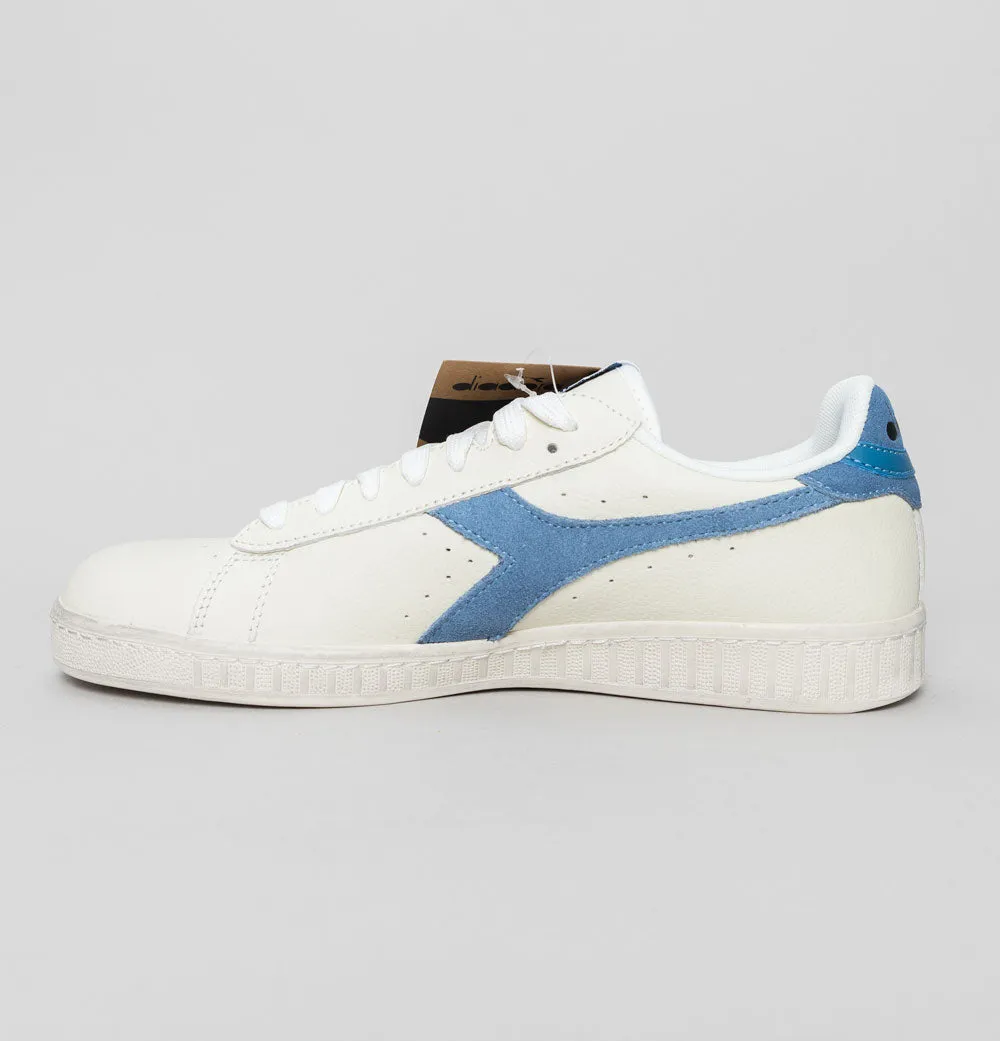 Diadora Game L Low Waxed Suede Pop Trainers White/Blue Denim