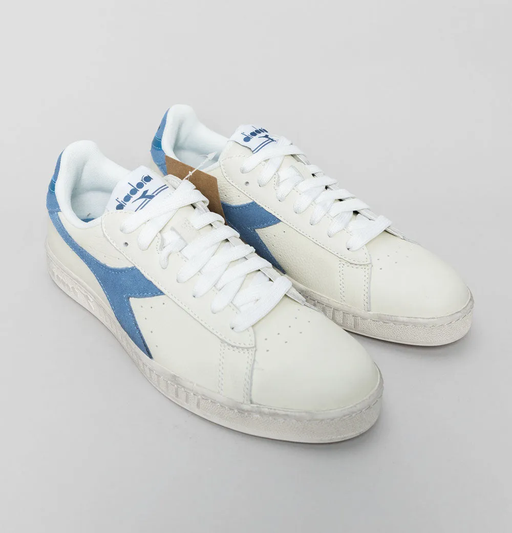 Diadora Game L Low Waxed Suede Pop Trainers White/Blue Denim