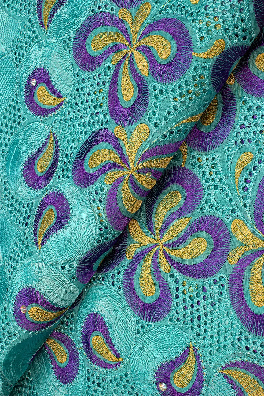 Exclusive Voile Lace  - EXL051 - Mint, Purple, Gold