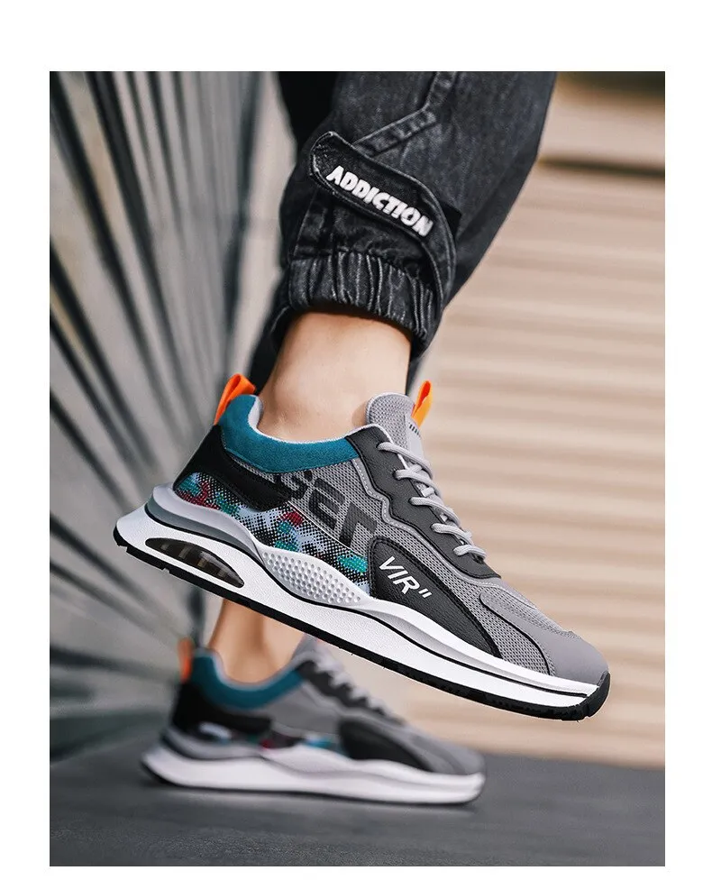 Factory Sneakers Men's Lace-up Mesh Breathable Casual Student Running Jump Up Sport Shoes Cross-border