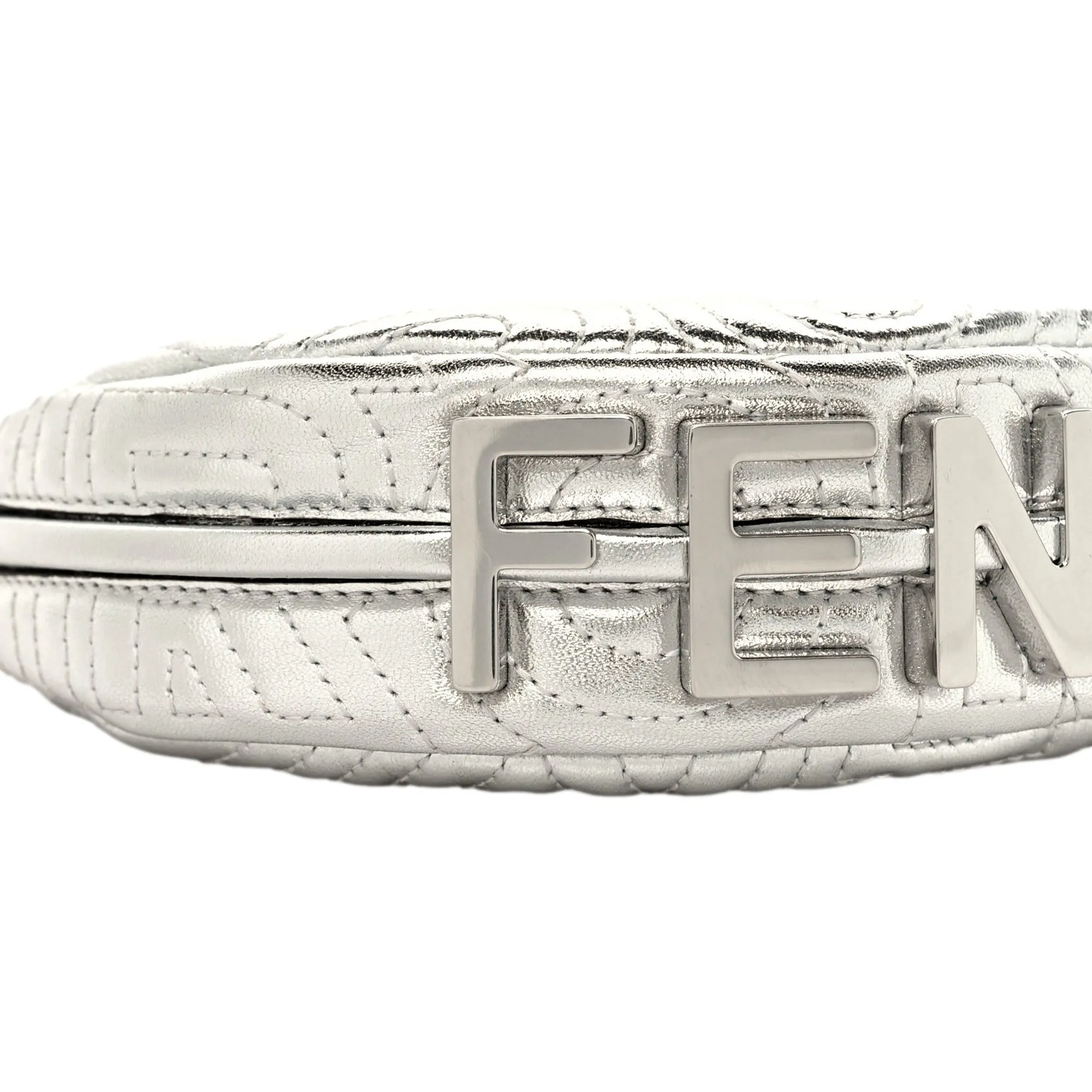 Fendi x Marc Jacobs Fendigraphy Silver Mini Hobo Leather Bag