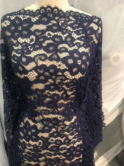 Floral Corded Lace - Navy Mood Indigo