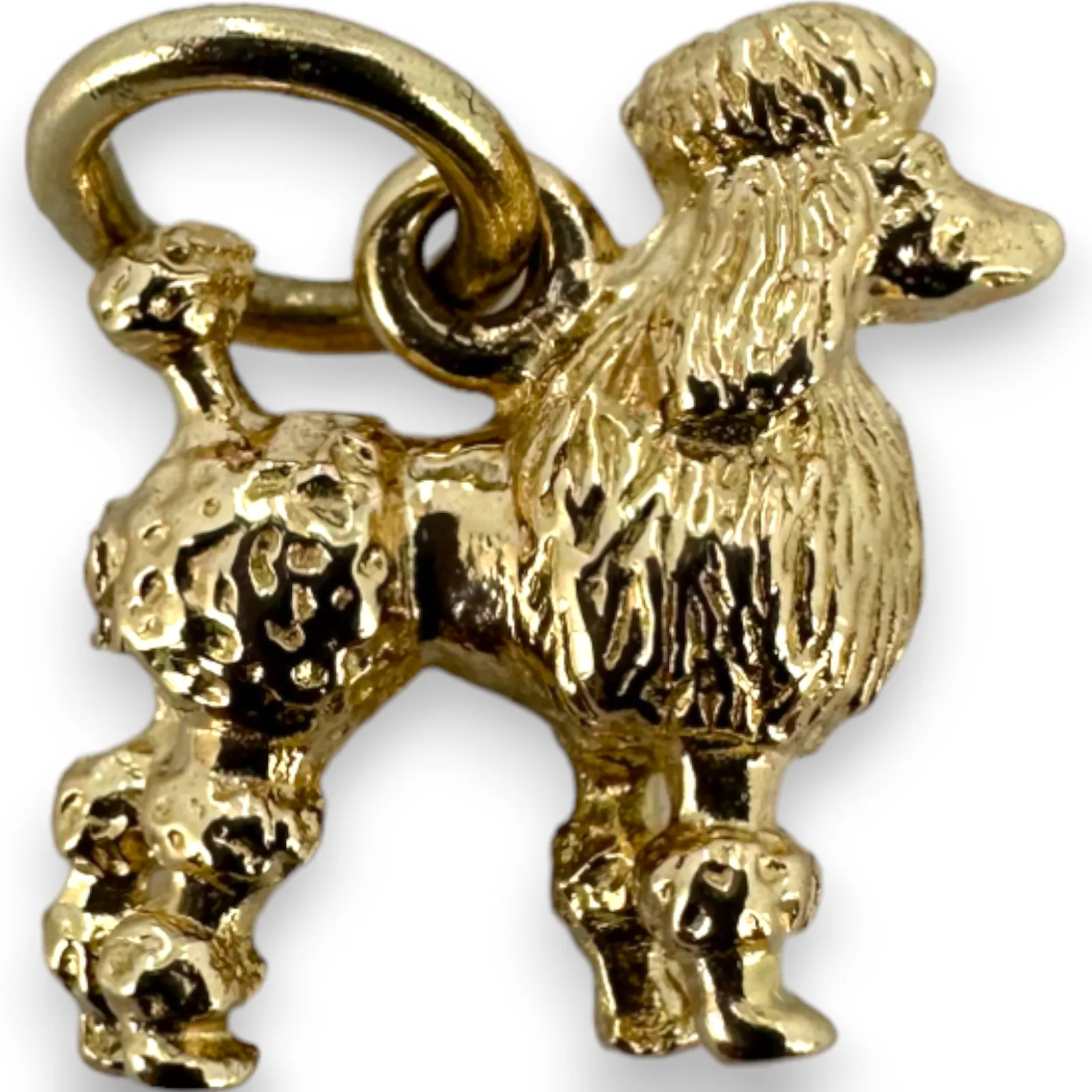 French Poodle Breed Dog Pet Animal 14KT 585 Yellow Gold Charm Pendant