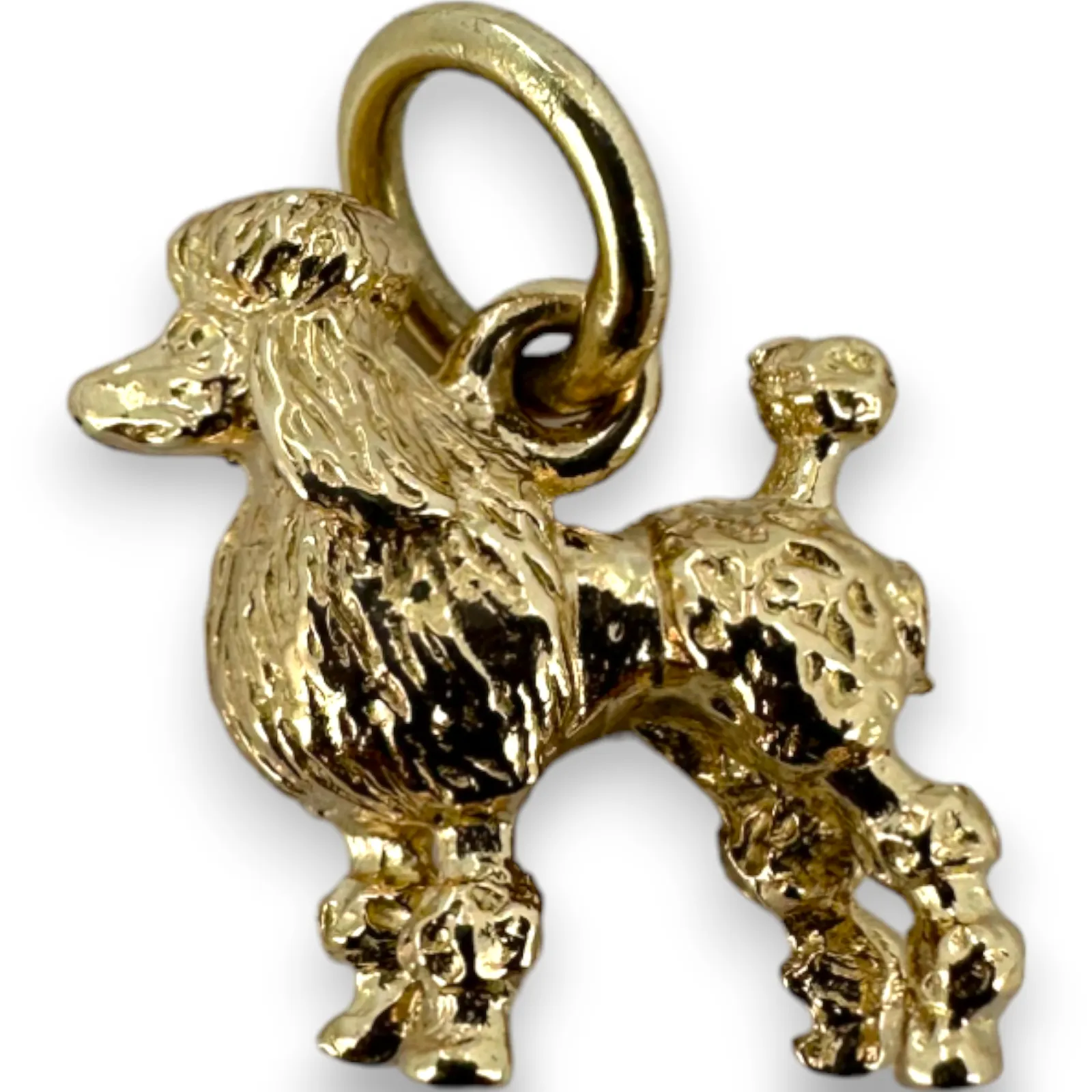 French Poodle Breed Dog Pet Animal 14KT 585 Yellow Gold Charm Pendant