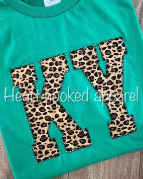 Green State Abbreviation Leopard Tee