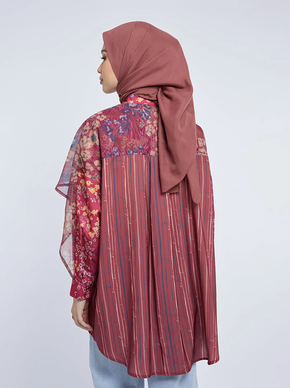 HASYA CAPE SHIRT TOP MAROON