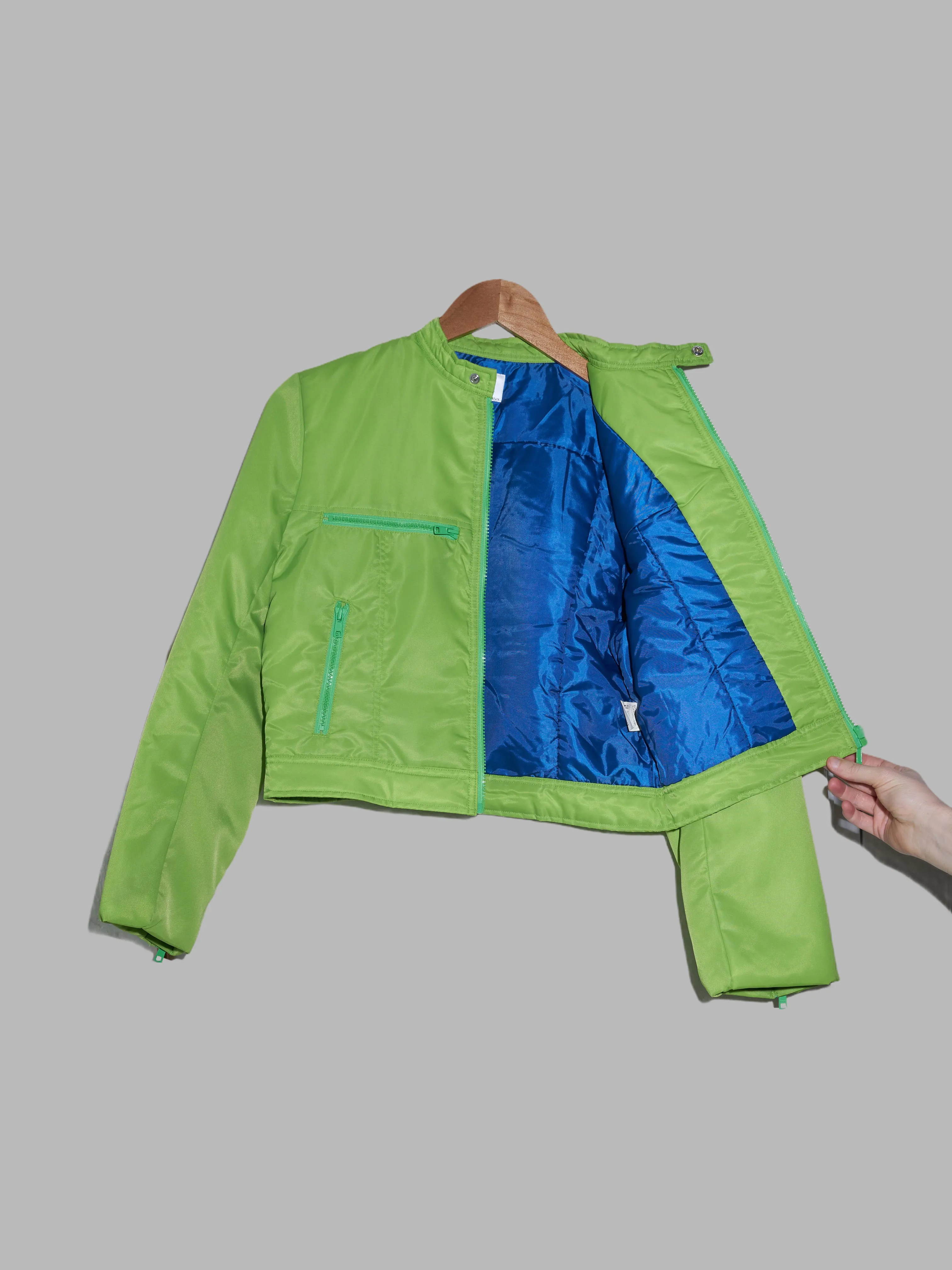 IS Sunao Kuwahara bright green padded nylon zip jacket - size M