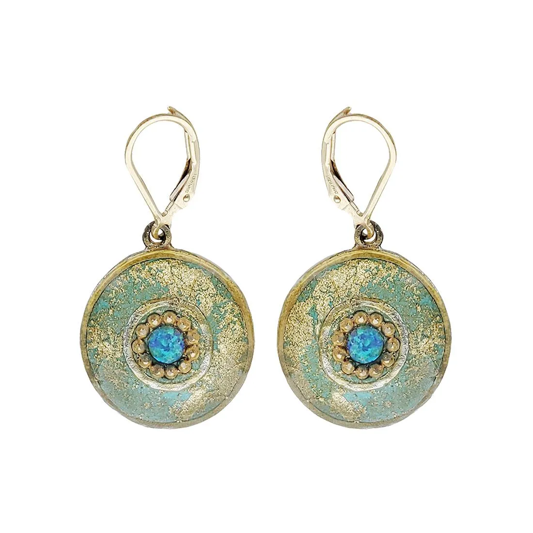 Israeli Mint Green Gold Dust Opal Earrings