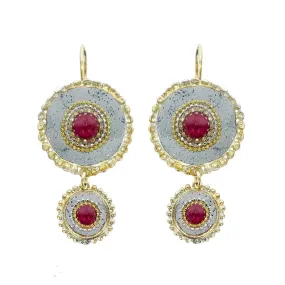 Israeli Morning Mist Double Drop Ruby Earrings