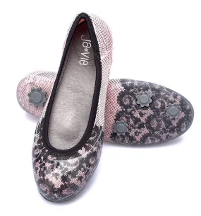 ja-vie pink/black lace jelly flats shoes