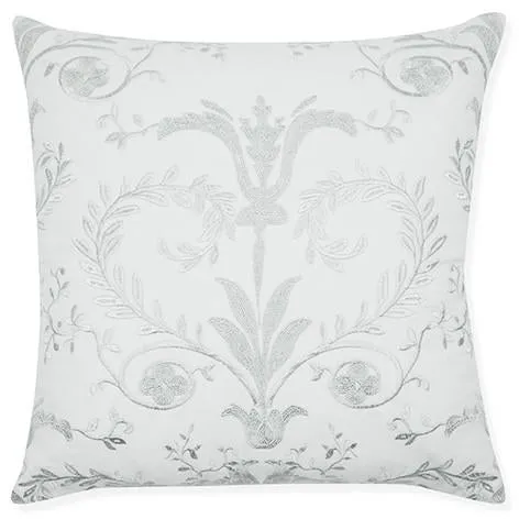 Josette Silver Embroidered Cushion