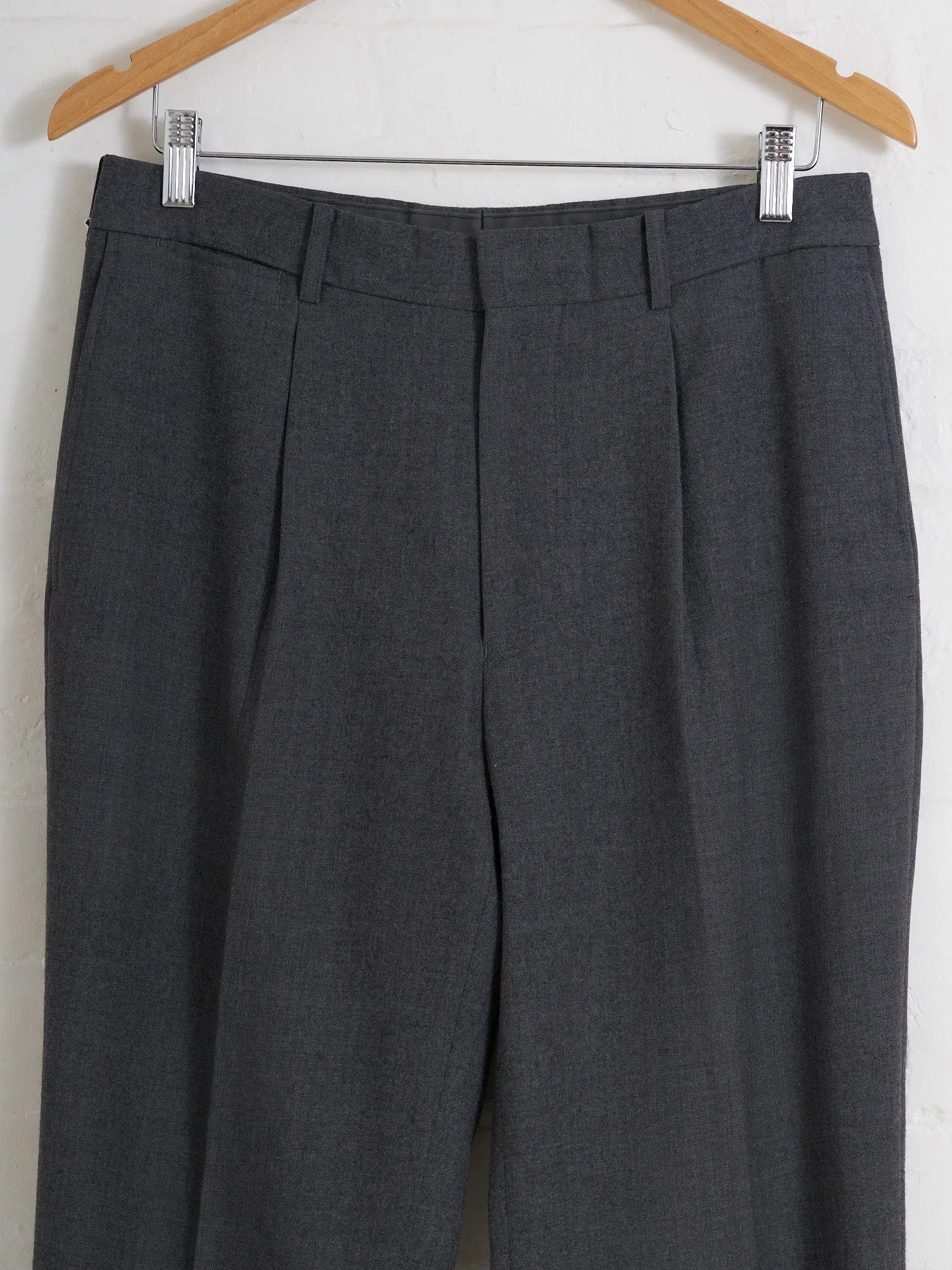 Kenzo Homme 1990s grey wool single tuck trousers - size 3 M S