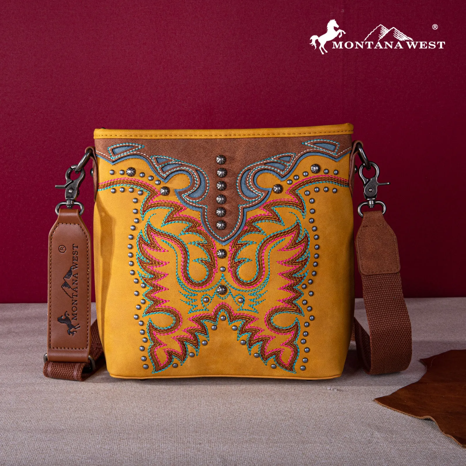 MW1253G-9360  Montana West Embroidered Collection Concealed Carry Crossbody