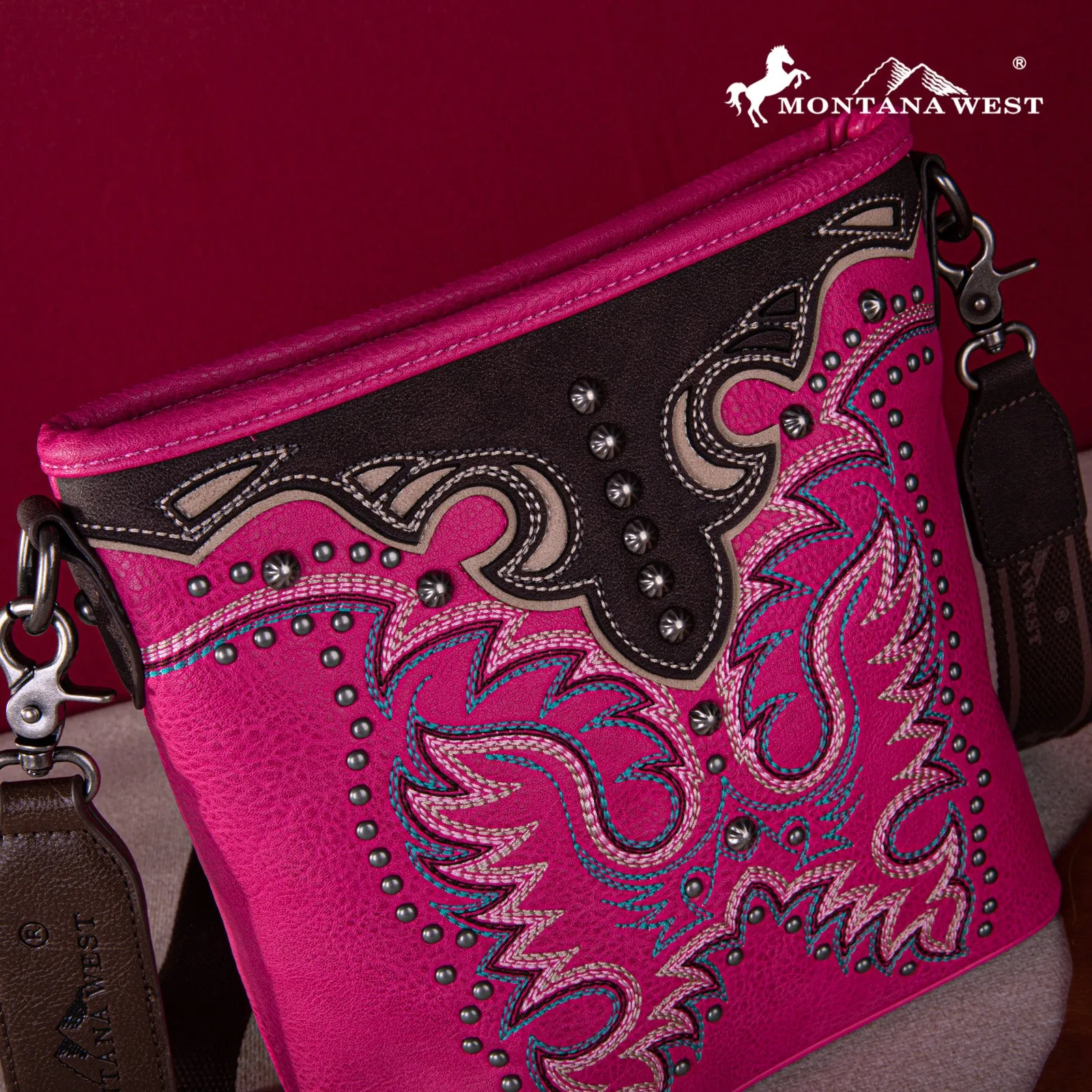 MW1253G-9360  Montana West Embroidered Collection Concealed Carry Crossbody