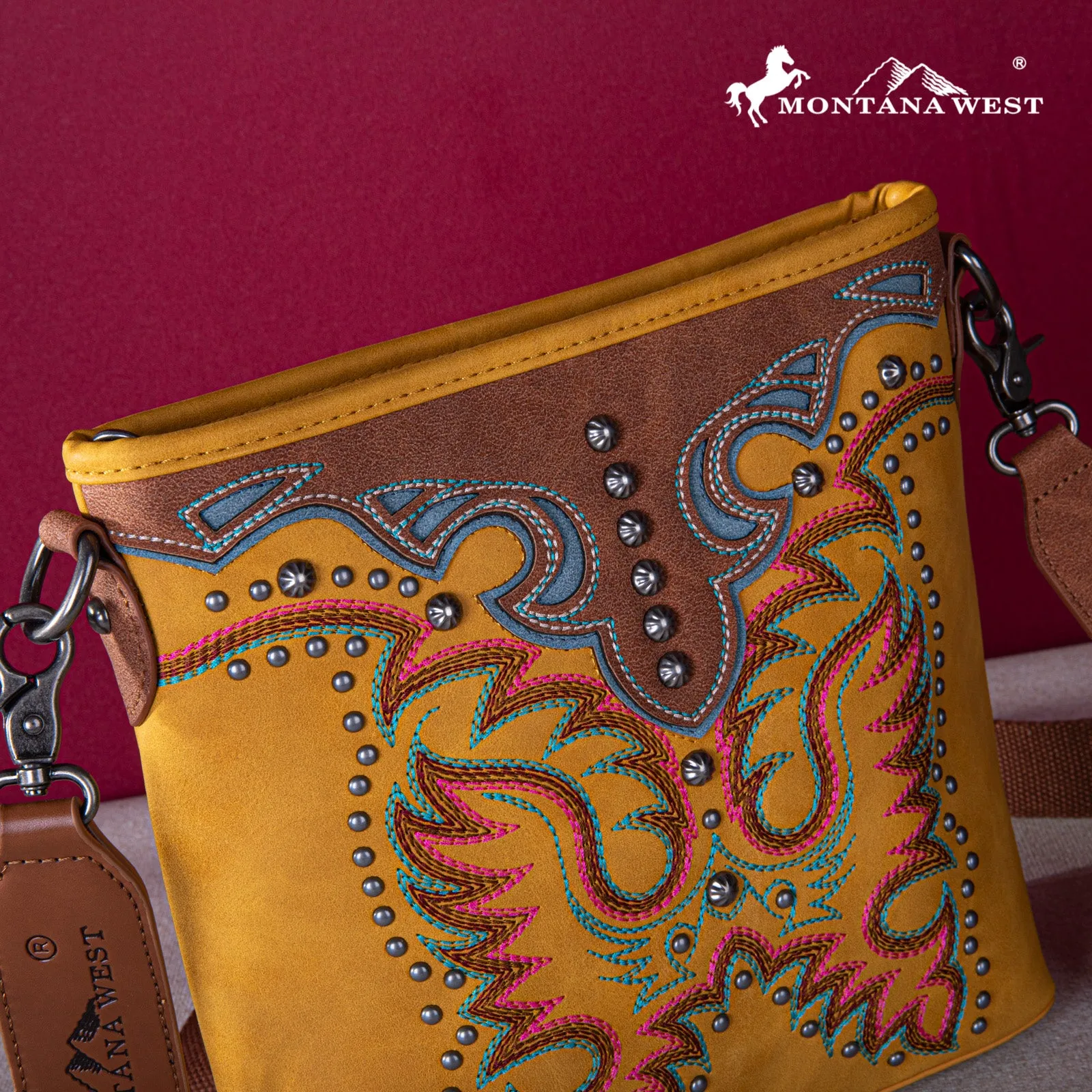 MW1253G-9360  Montana West Embroidered Collection Concealed Carry Crossbody