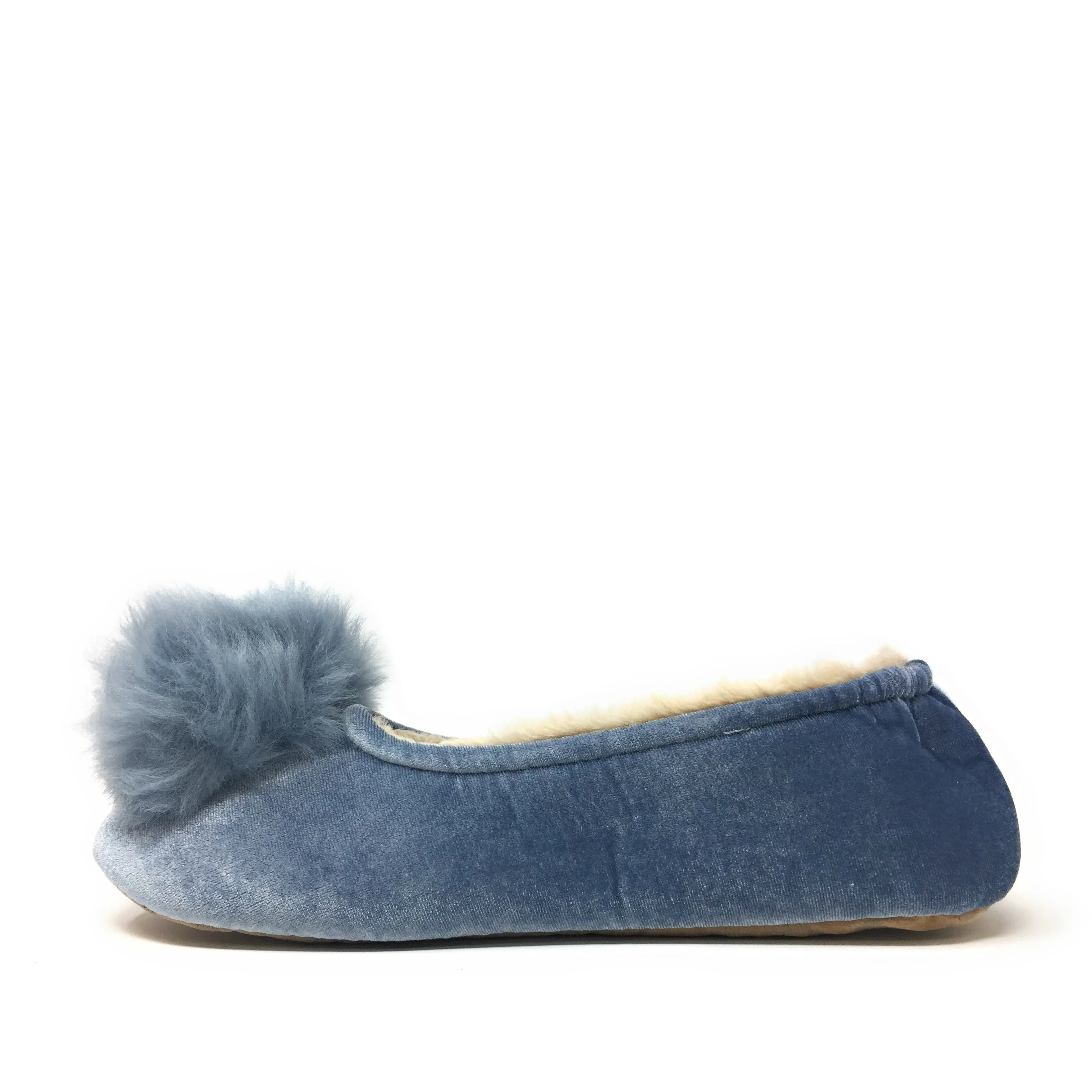 Pom Pom Blue Slippers