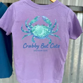 (Purple) Crabby But Cute Short Sleeve Kids Tee