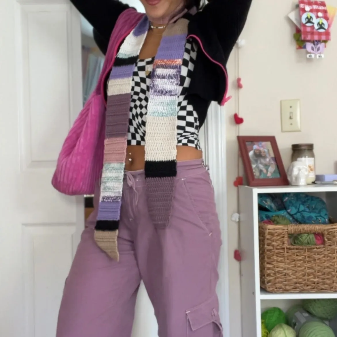 Purple/Multi Skinny Scarf