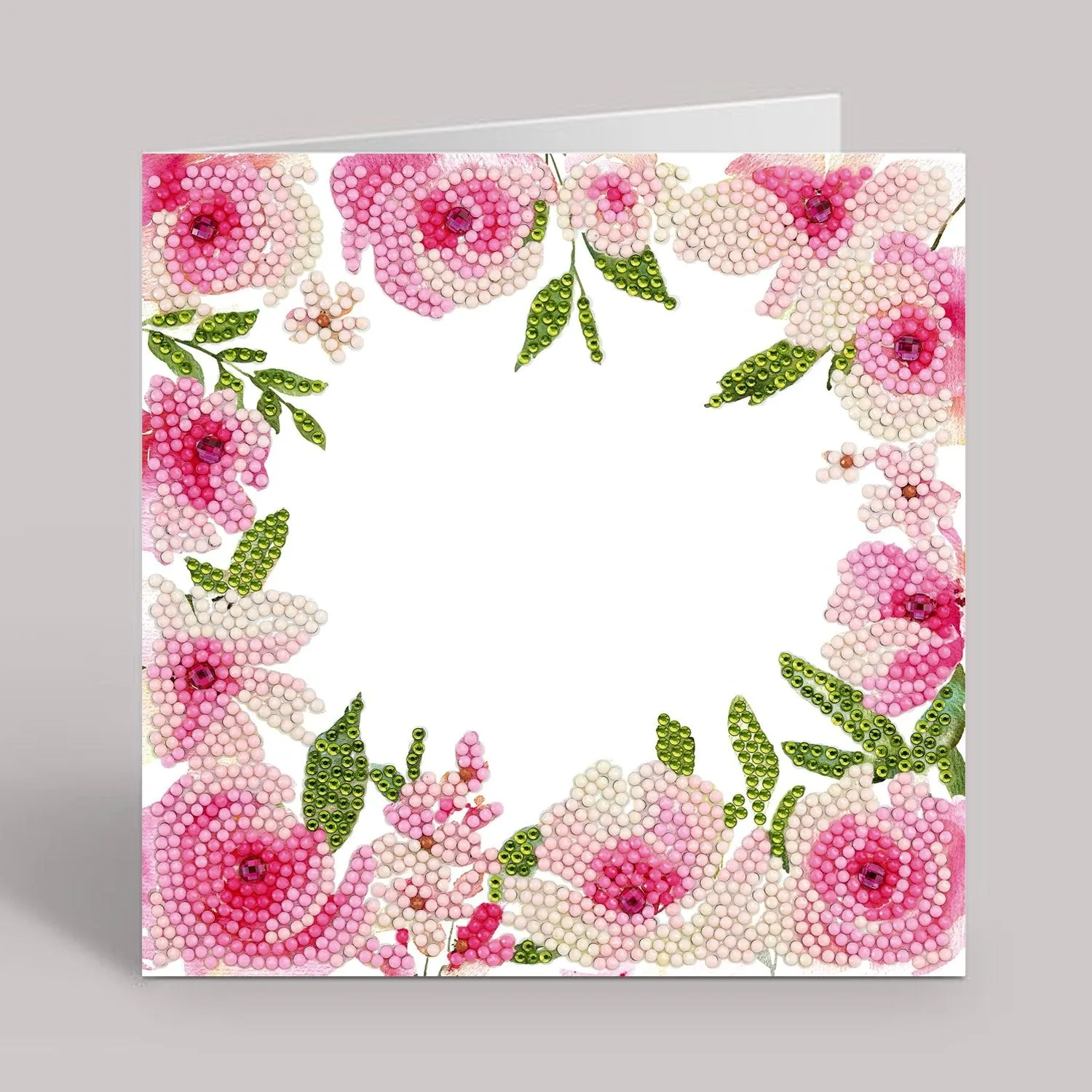 "Floral Border" Crystal Art Card 18x18cm