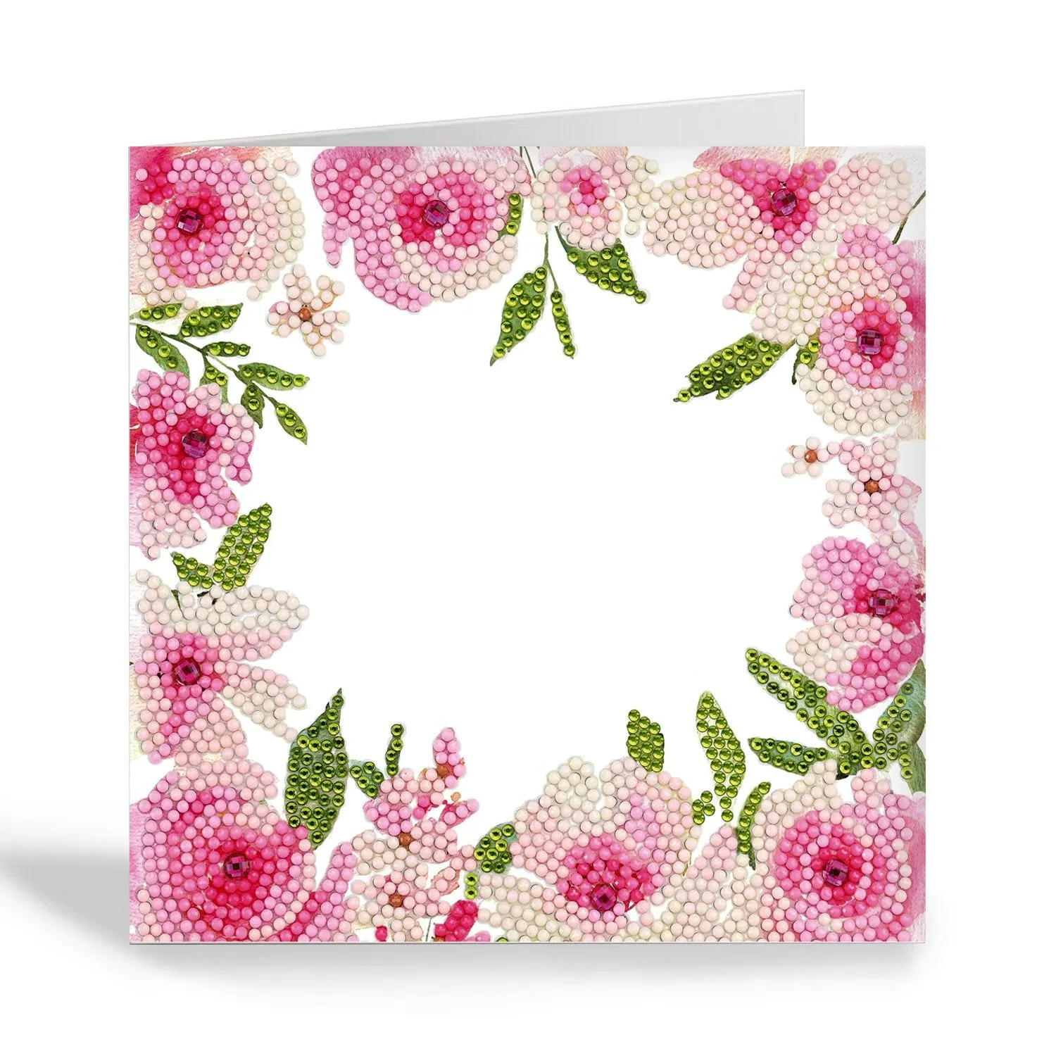 "Floral Border" Crystal Art Card 18x18cm