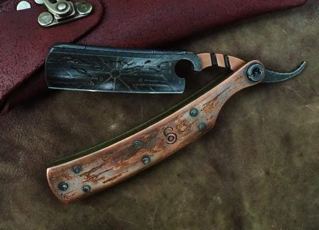 SOLD-Dylan Farnham Straight Razor #61 with custom sheath