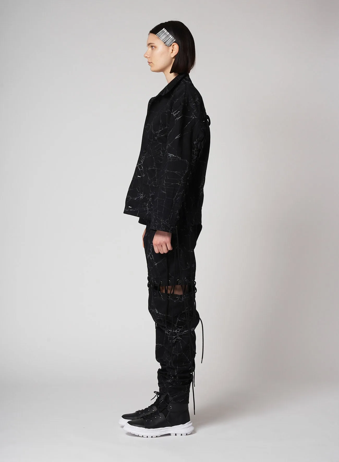 Spider Drill Back Lace Up Blouson