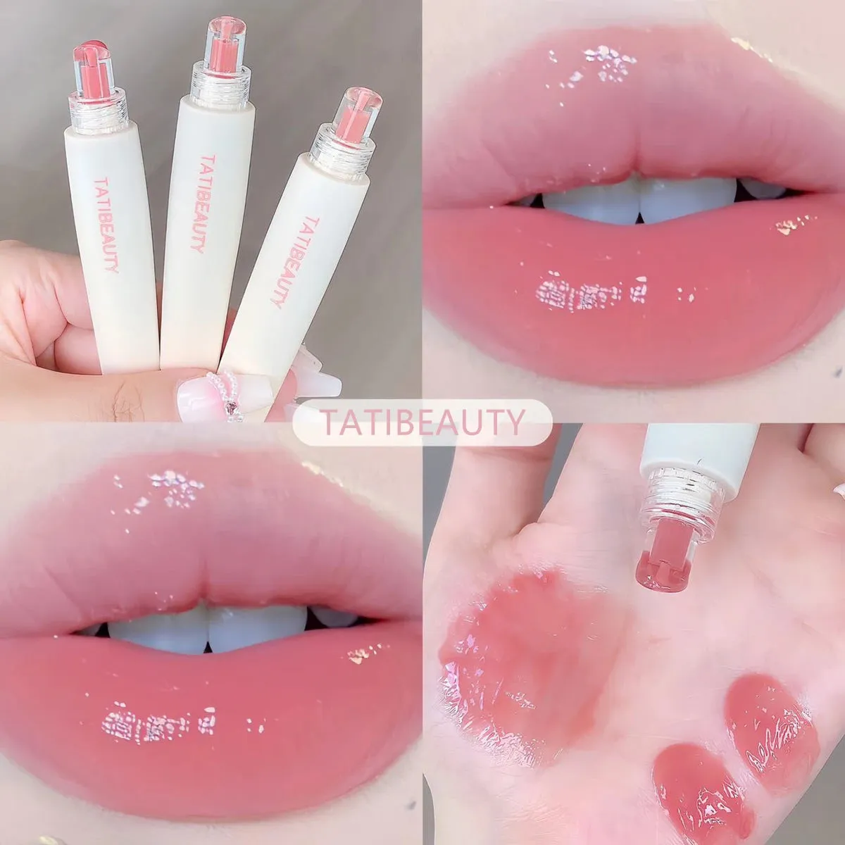 TATIBEAUTY Lip Jelly Essence Hydrating Lipstick Lip Gloss Lip Gloss Mirror Lip Gloss Lipstick Tender Pink Student Makeup