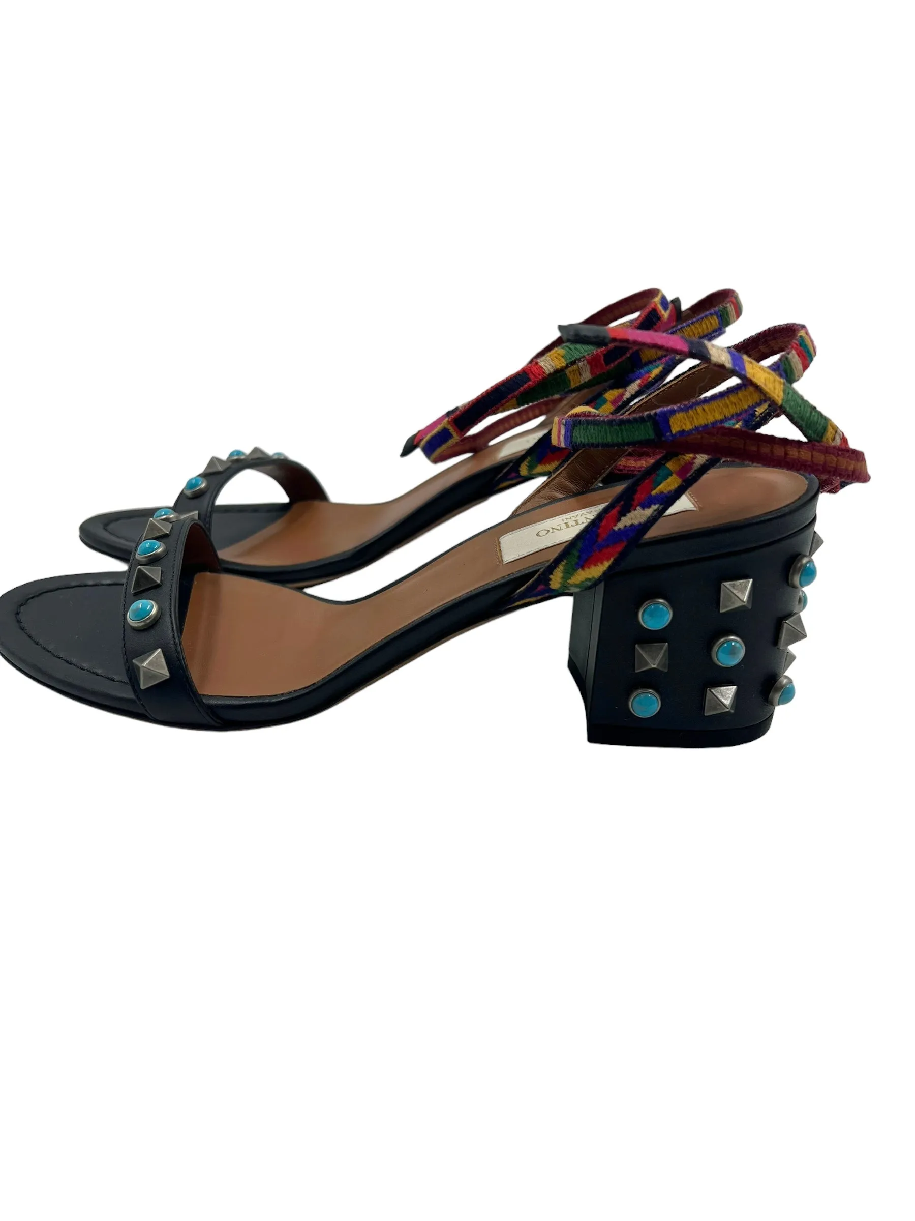 Valentino Black Rockstud Bead Size 35.5 Sandals