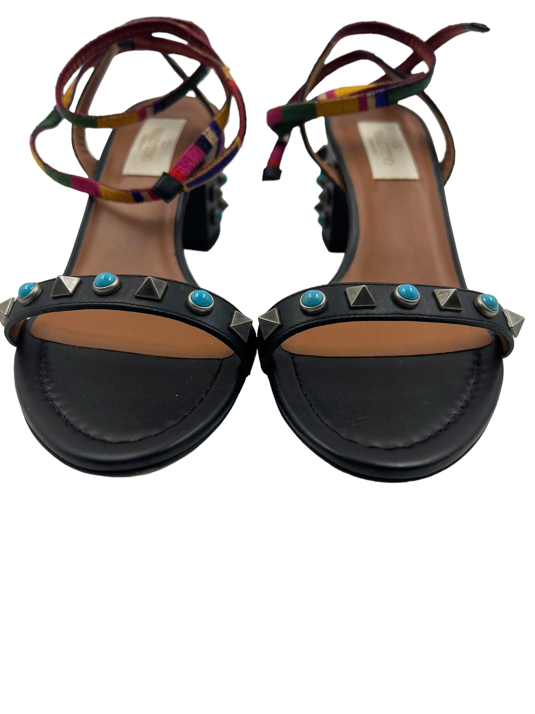 Valentino Black Rockstud Bead Size 35.5 Sandals