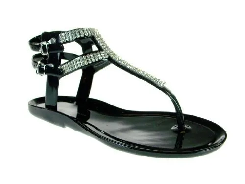 Women's Joanie-02 Jelly Rhinestone T-Strap Sandals