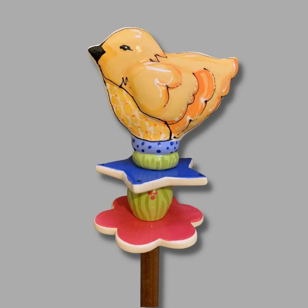 Yellow and Orange Bird Garden Sculpture